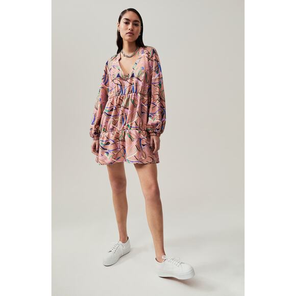 Open Edit Abstract Print Tiered Dress Size S Small - Picture 1 of 10